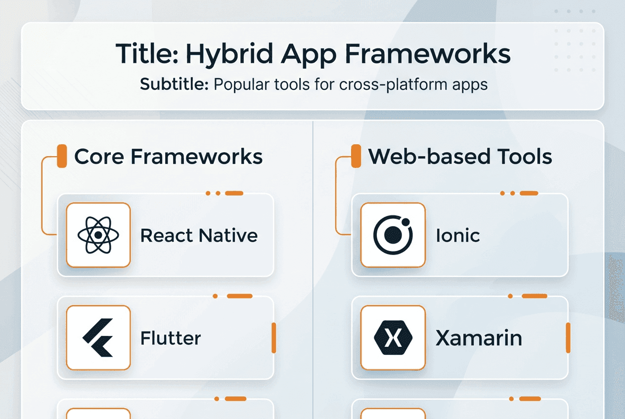 Infographic summarizing hybrid app frameworks