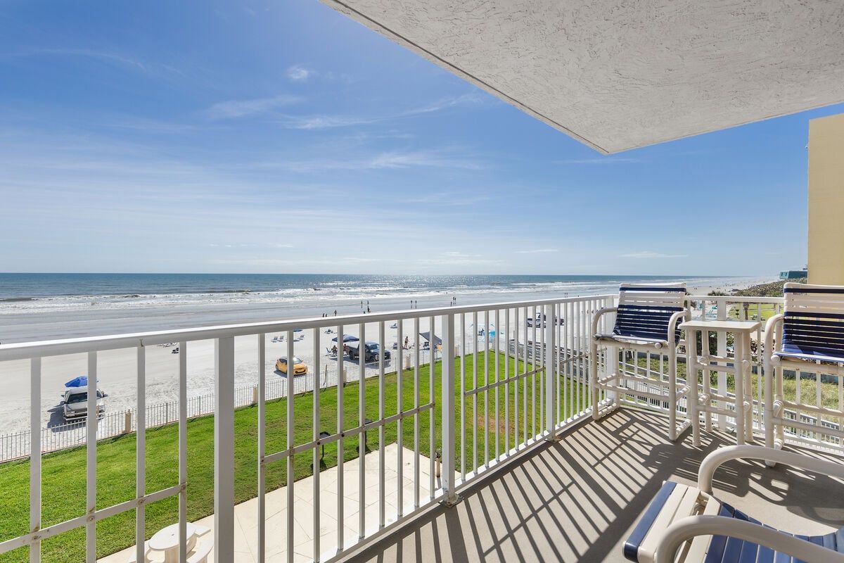 Oceanfront balcony view in New Smyrna Beach, Florida