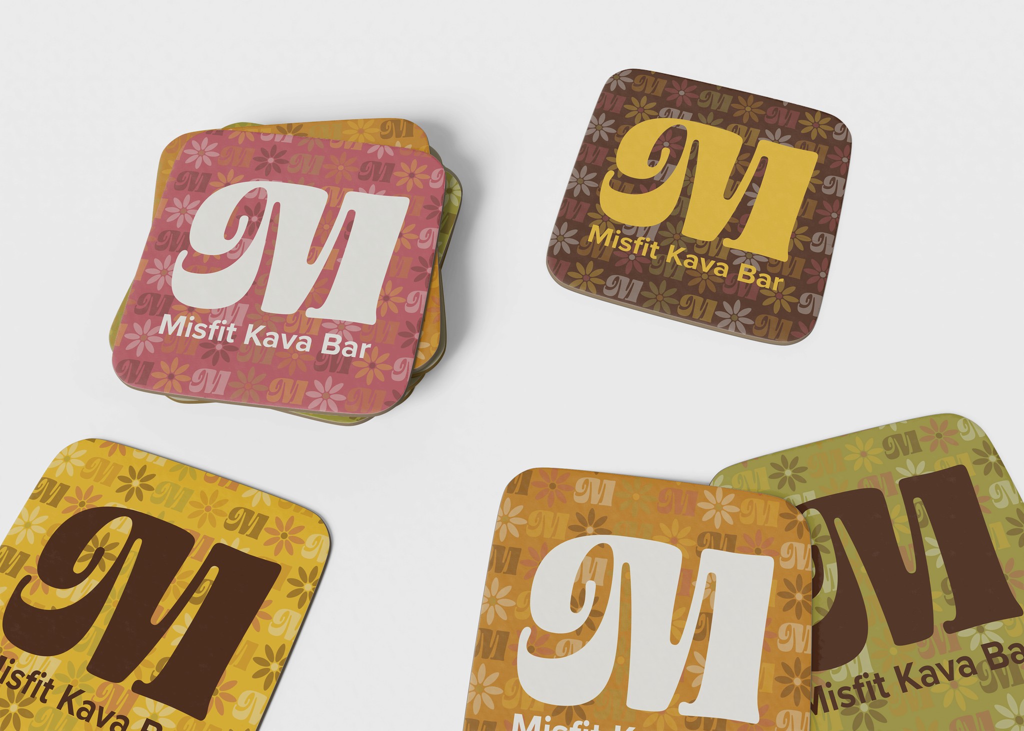 Misfit Kava Bar coasters mockup