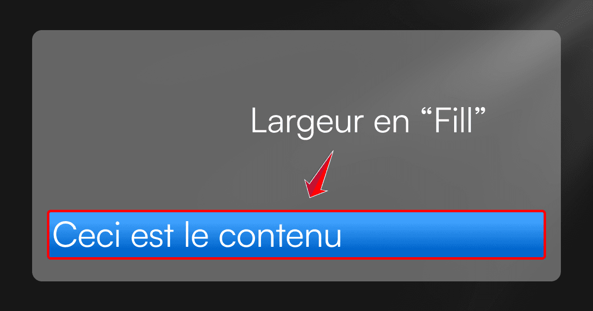 Largeur en Fill sur Framer montrant un élément qui occupe toute la largeur disponible de son parent