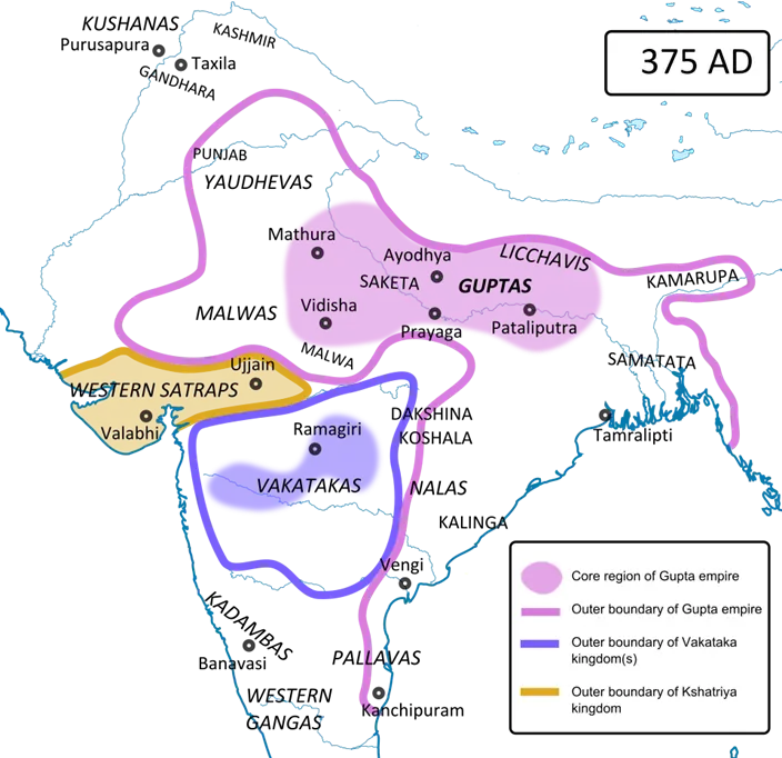 Region covered by Gupta Empire