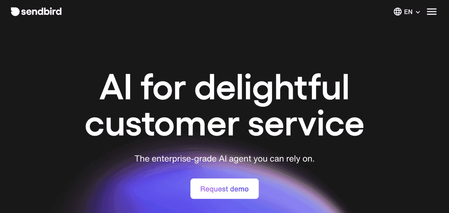Sendbird homepage: AI for delightful customer service