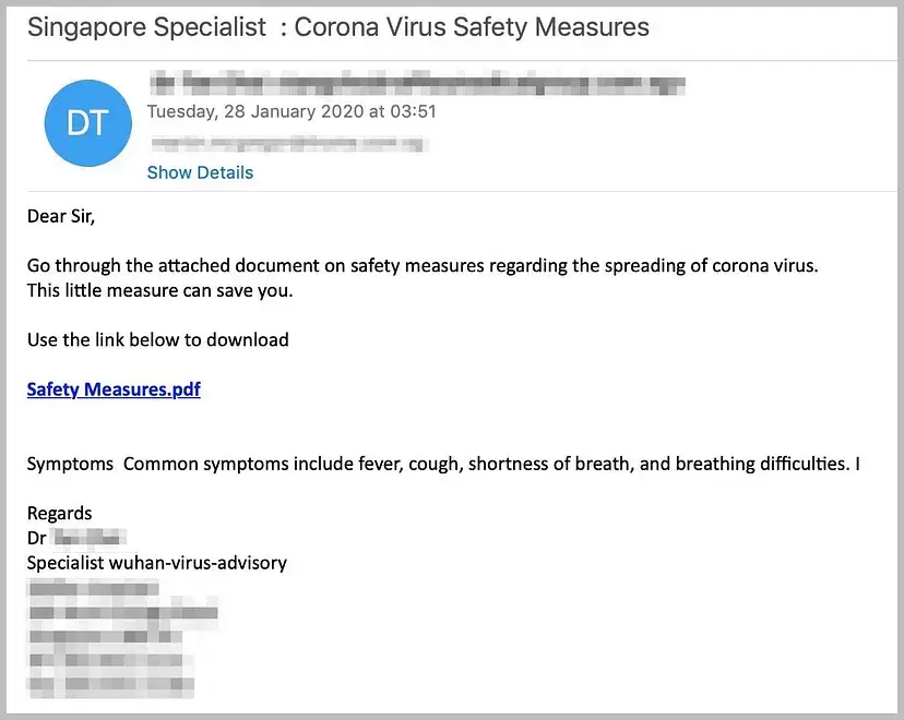 Coronavirus-themed spams