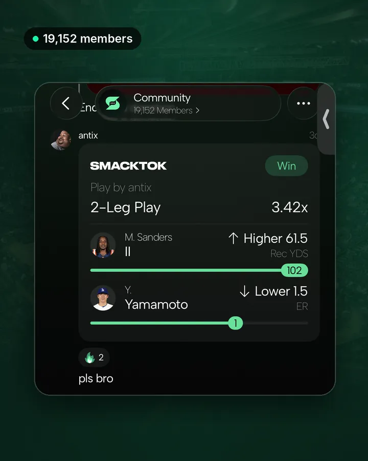 SmackTok community huddle with a winning 2-leg play