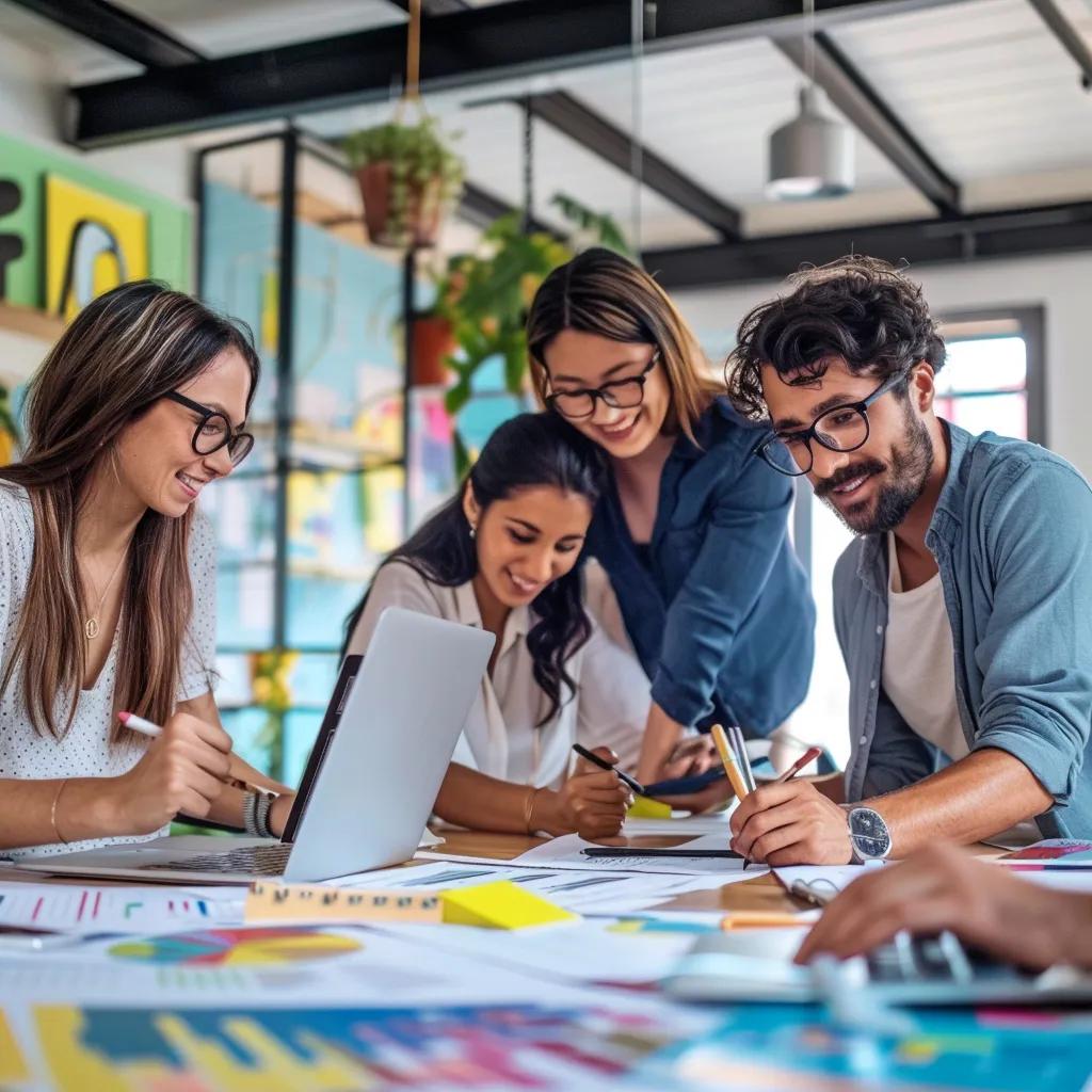 Team of marketing professionals planning paid advertising strategies