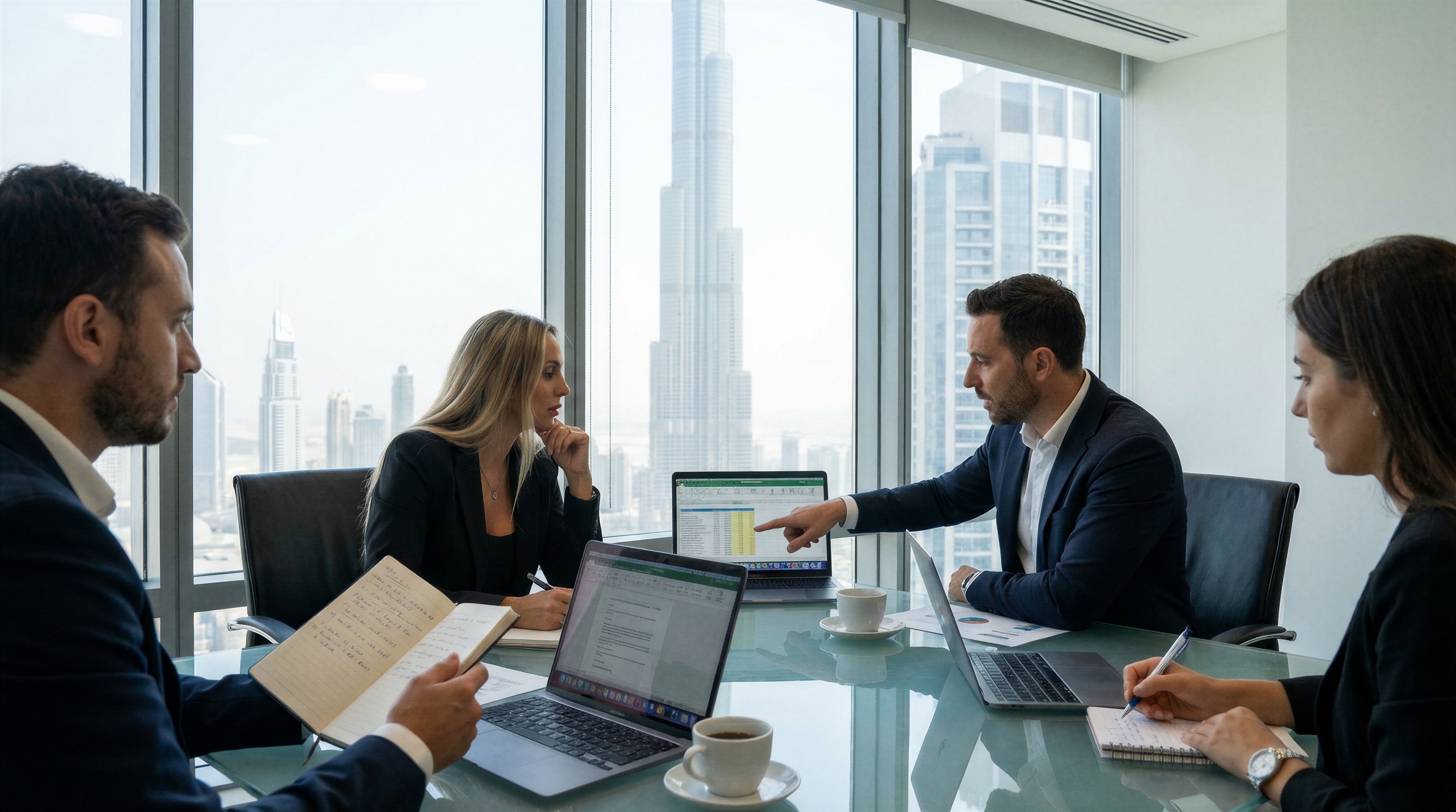 Team members working