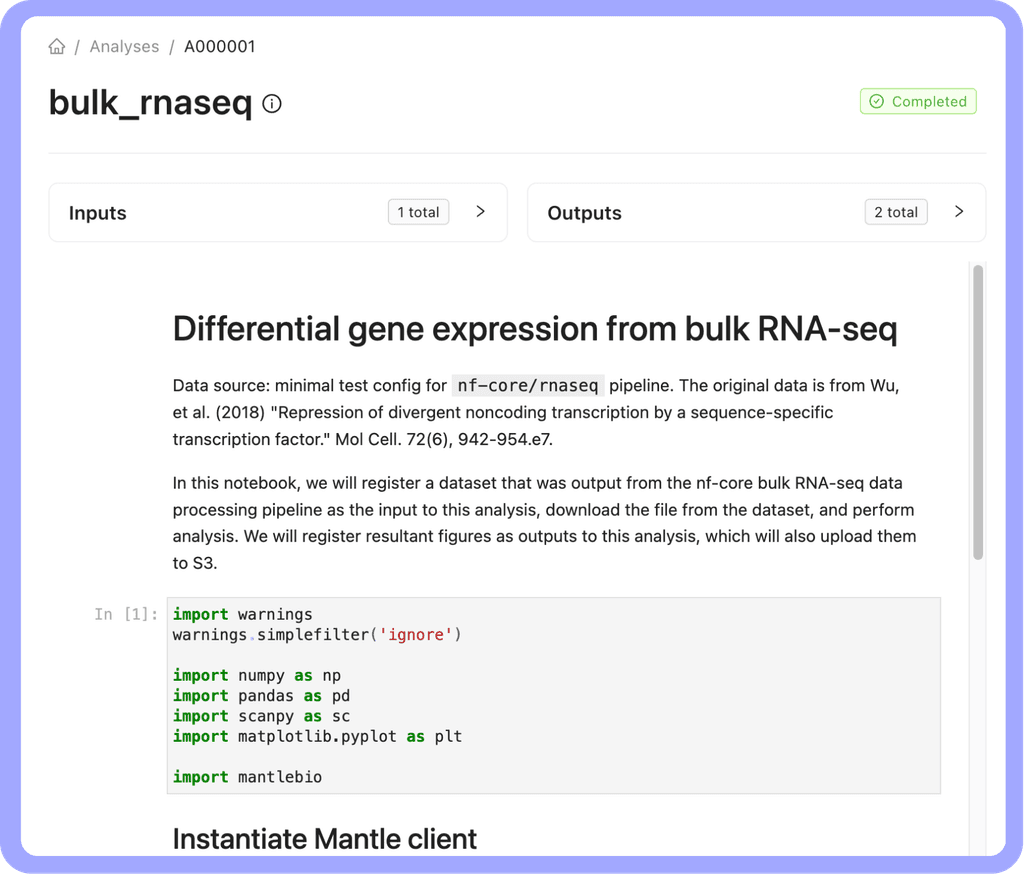 Mantle Product UI - Notebook