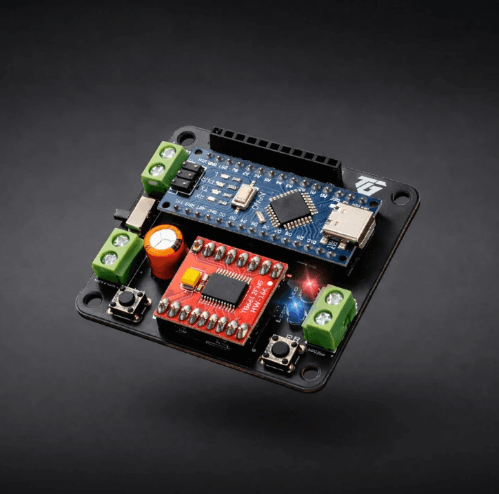 Blueprint 01 PCB floating product shot – custom robot controller TechGeeks India