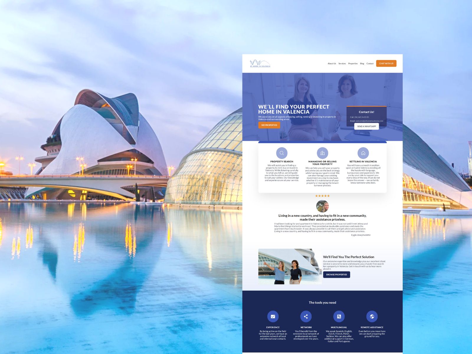 Mockup of a Website Design for At Home in Valencia on portfolio