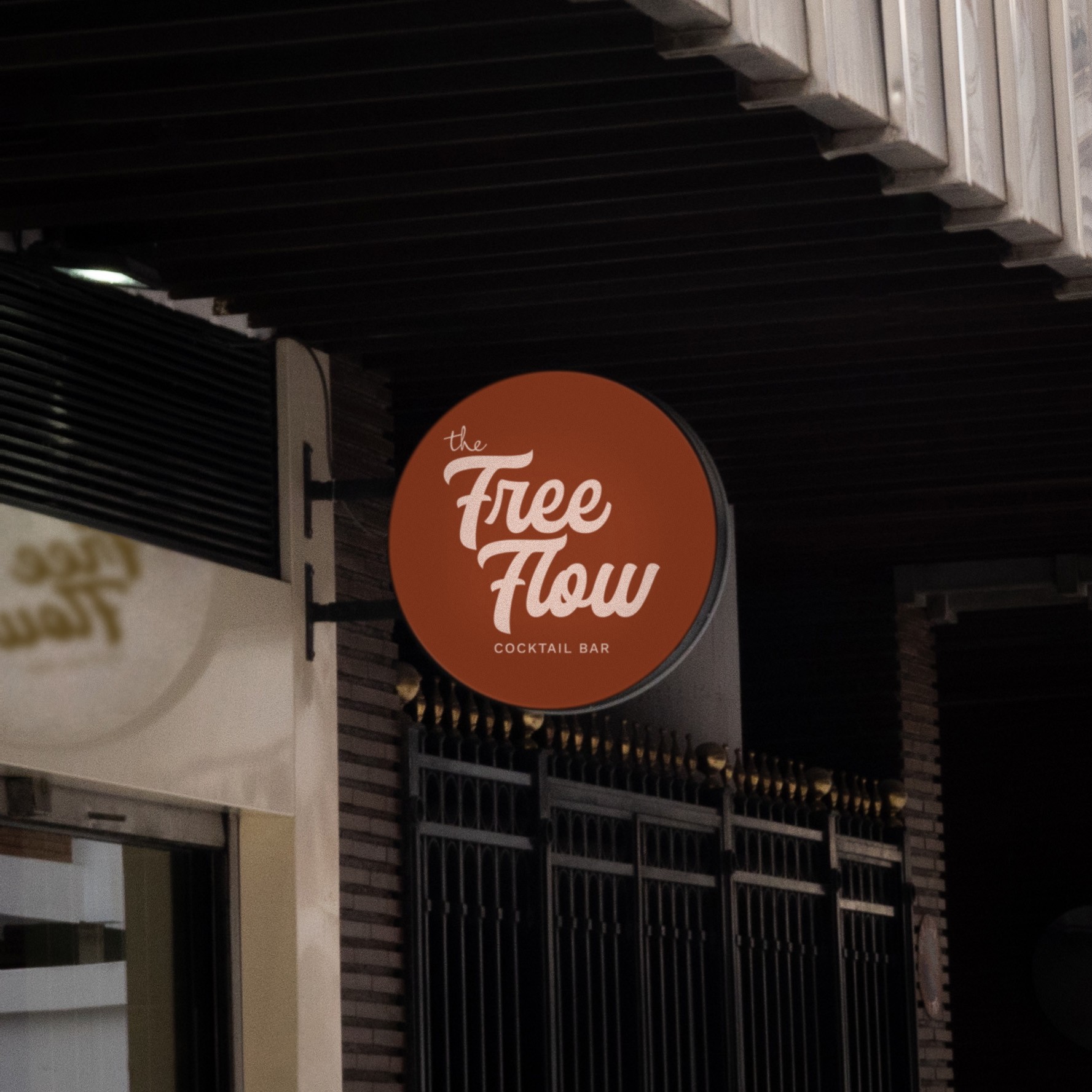 Branded out of home signage for The Free Flow cocktail bar