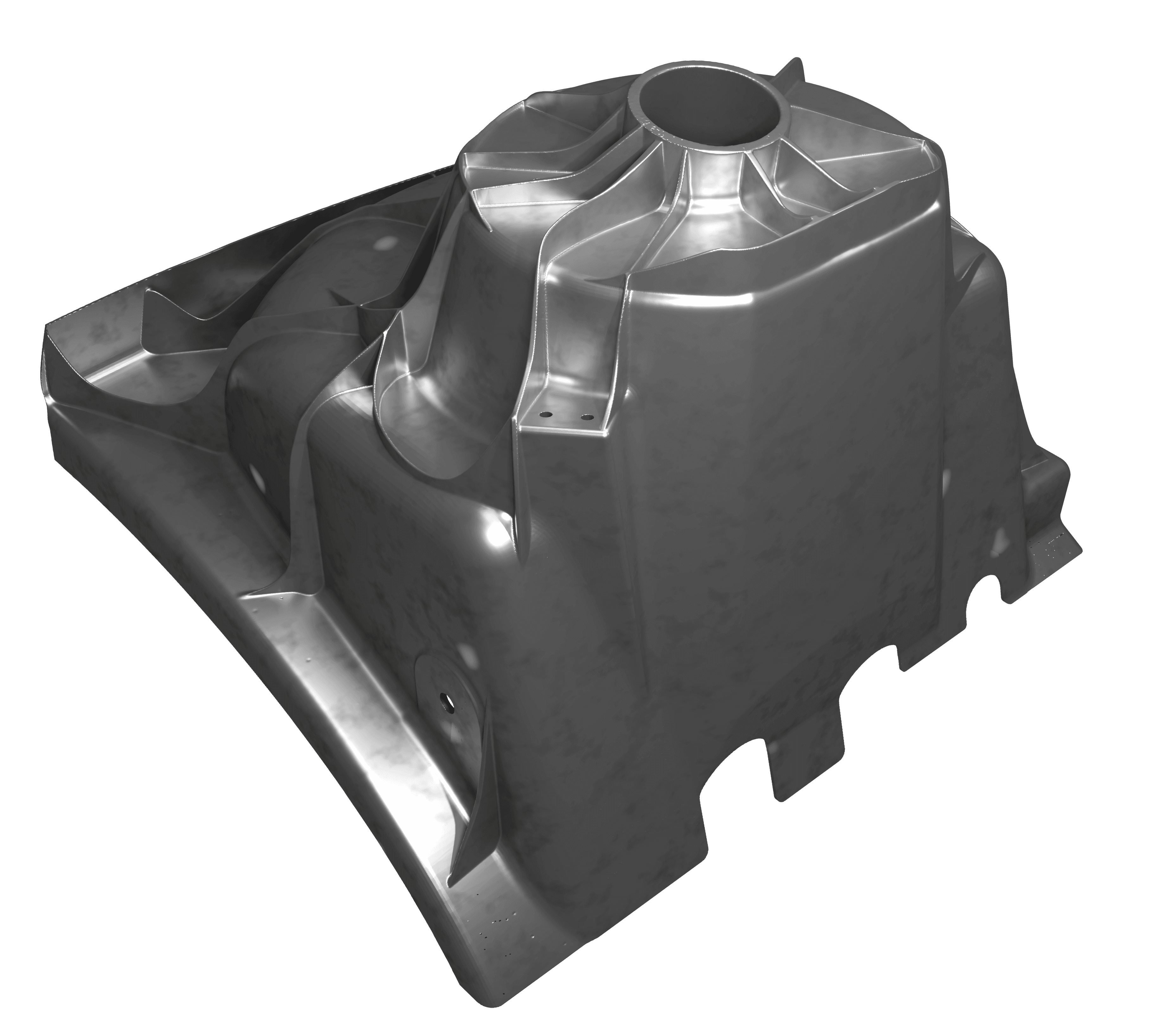 Ein Gussbauteil als 3D-Modell von einem Autobil