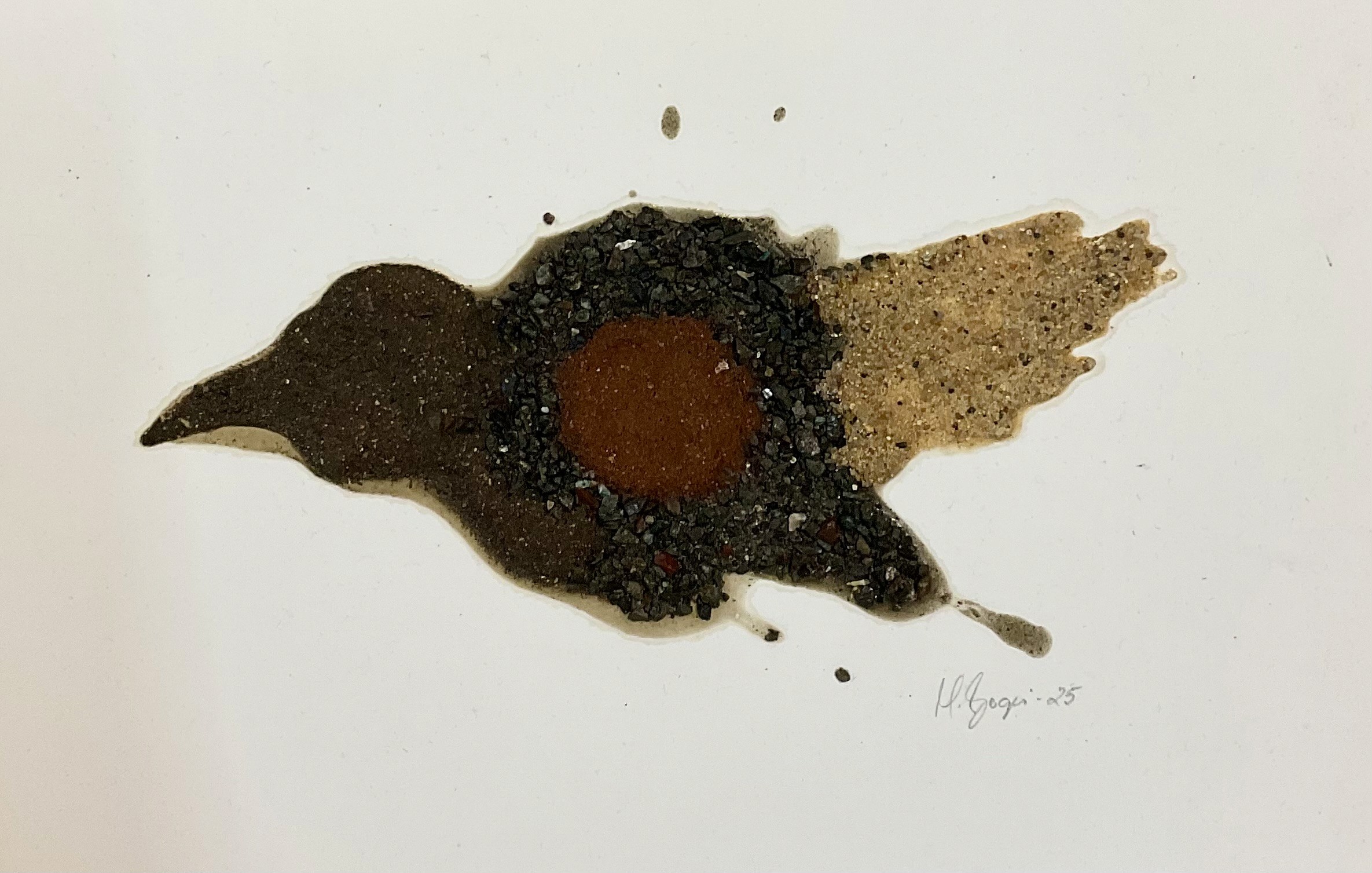 herd of sheep on road painting