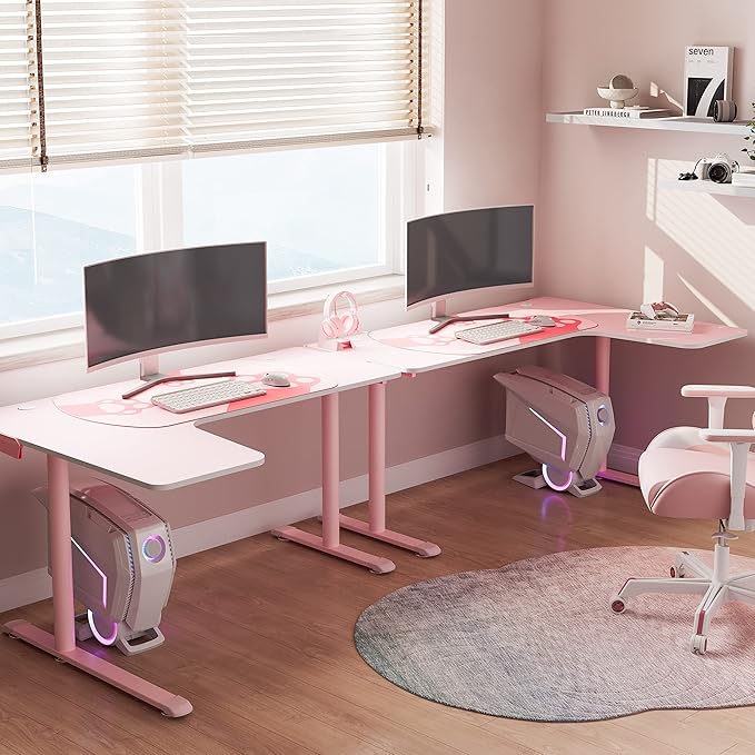 Built with premium materials, the pink l shaped desk ensures lasting comfort and support.