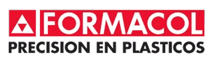 Logo Formacol precision en plasticos colores rojo y negro