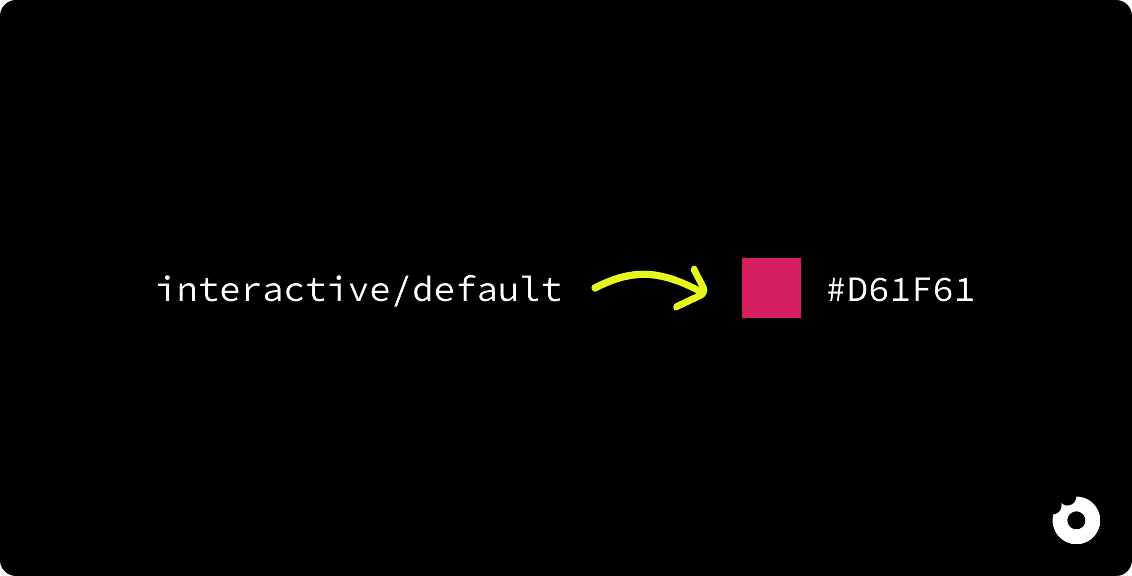 Design token mapping showing interactive default state linked to color value #D61F61
