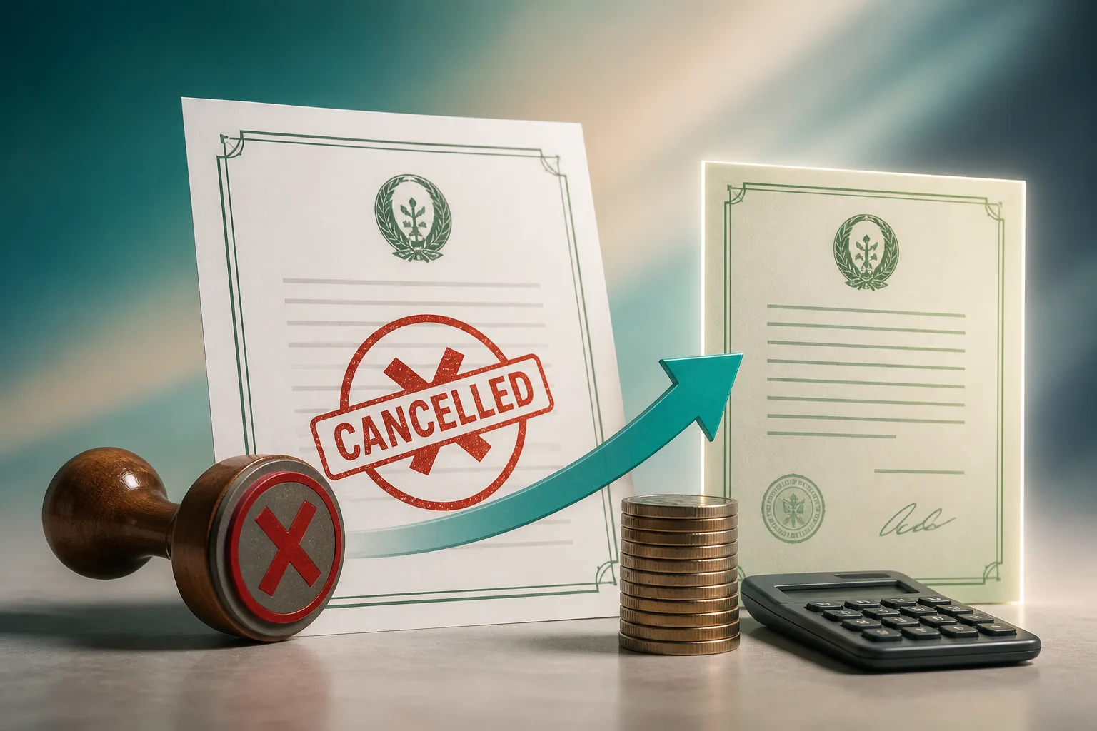 Reactivating a Cancelled Dubai Trade License beside a tax filing dashboard and a document checklist