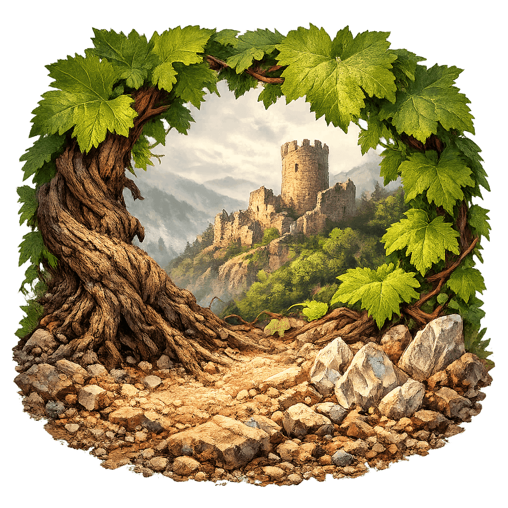 Detailed graphic of the Kaysersberg wine region.