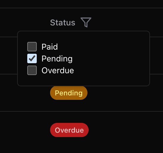 Generation of table filter using v0