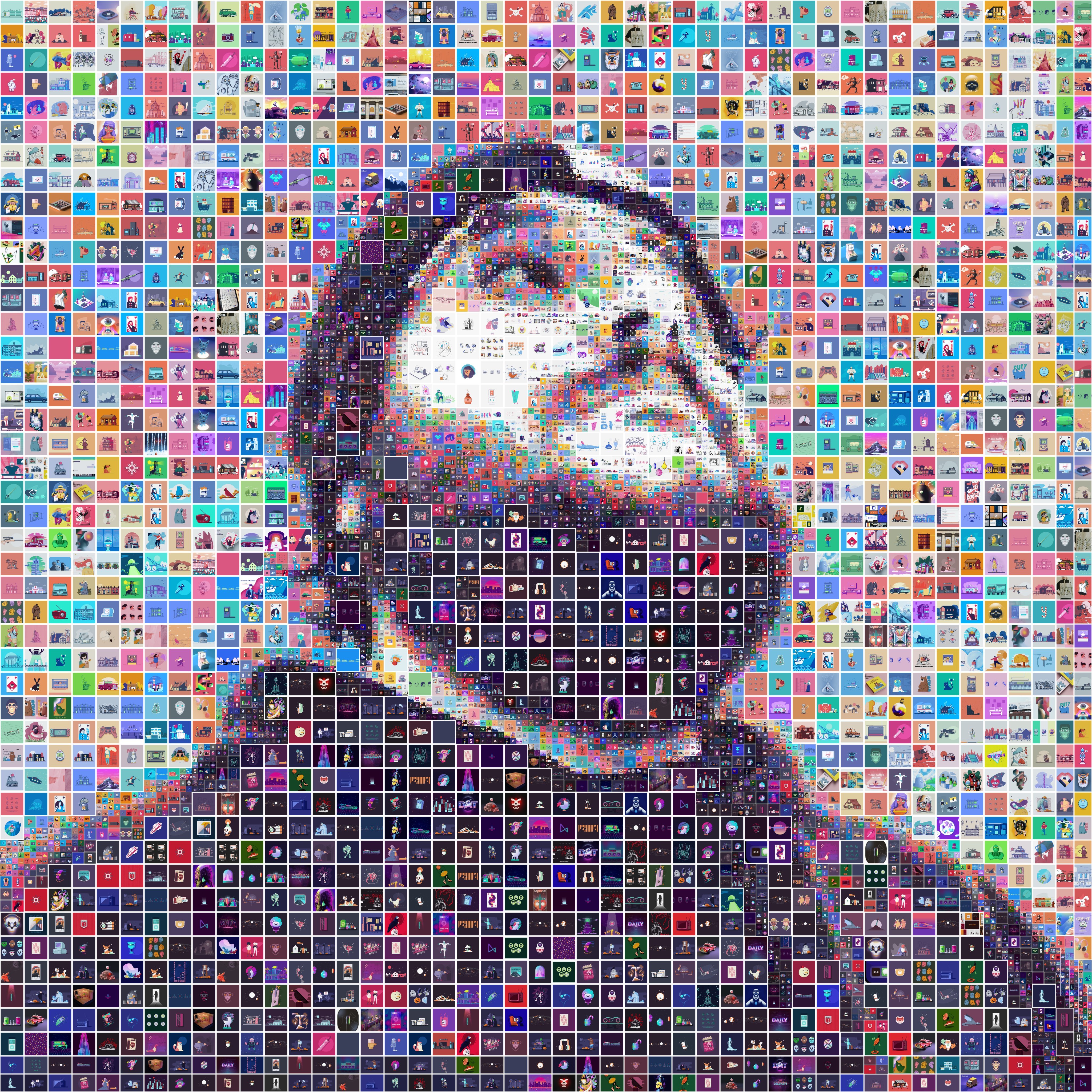 Sofia Reyes, portrait made of 940 designs