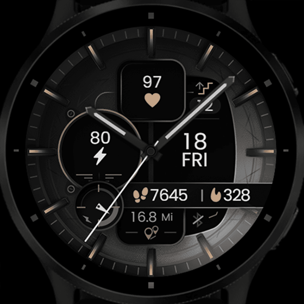 Garmin watch displaying an analog watch face
