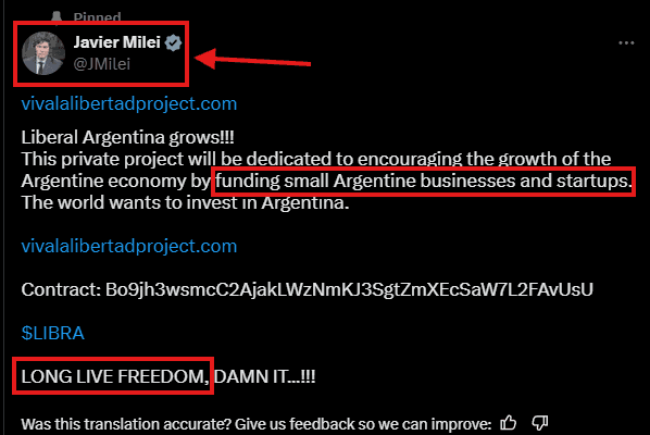 President Milei Denies Promoting LIBRA, Says Most Victims Were American and  Chinese | Toscale