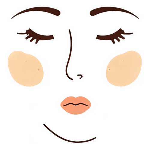 Elegant line icon of a simple face outline with one side slightly shaded and the other side glowing with small radiating lines around the cheek, thin warm dark brown stroke, cream background, minimal premium skincare vector symbolizing a brighter, more even complexion.