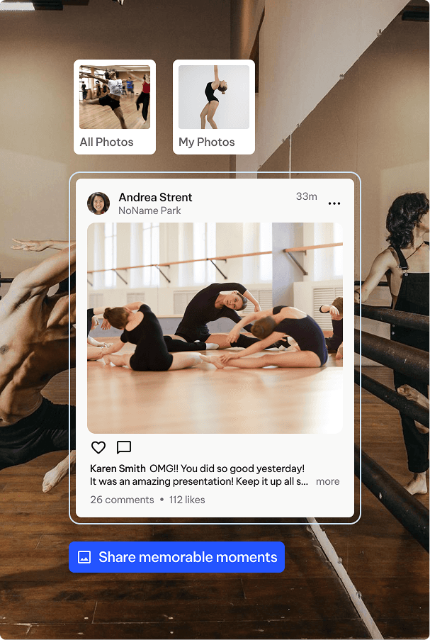 Image that showcases photos and videos the scheduling feature of TeamLinkt's mobile app
