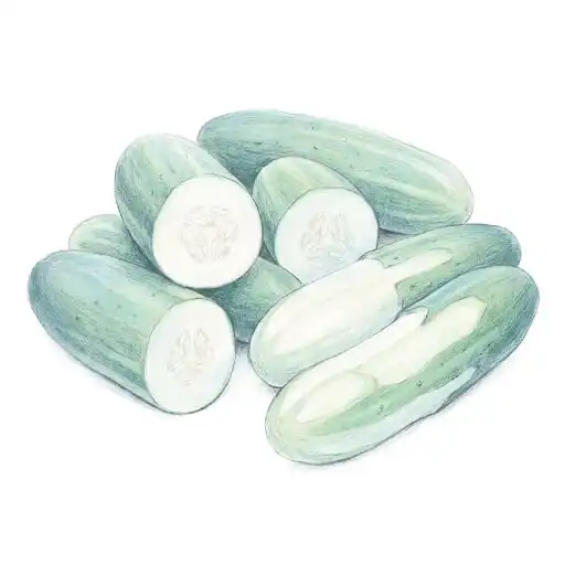 Pho Street Eats illustration of whole and halved cucumbers.
