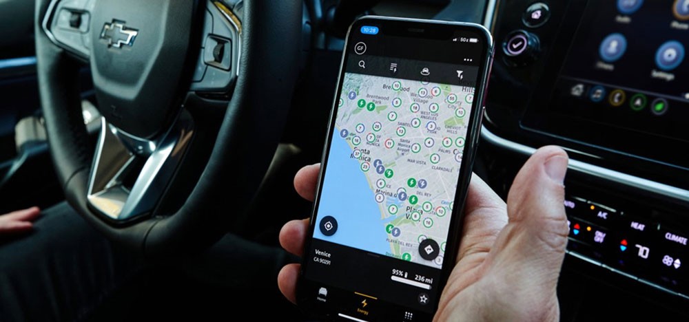 person using app in car