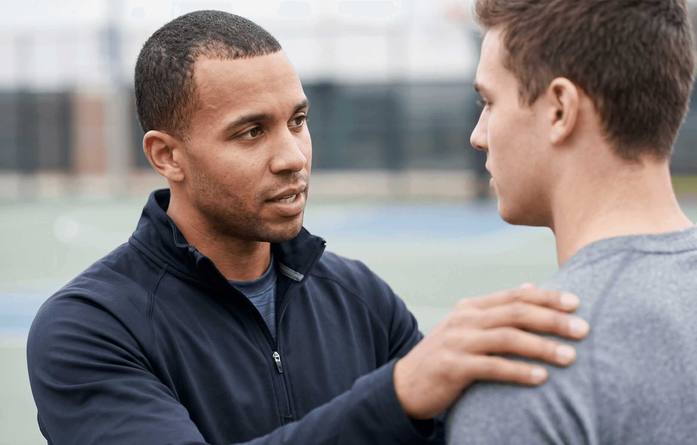 Coach explaining stuff to an athlete