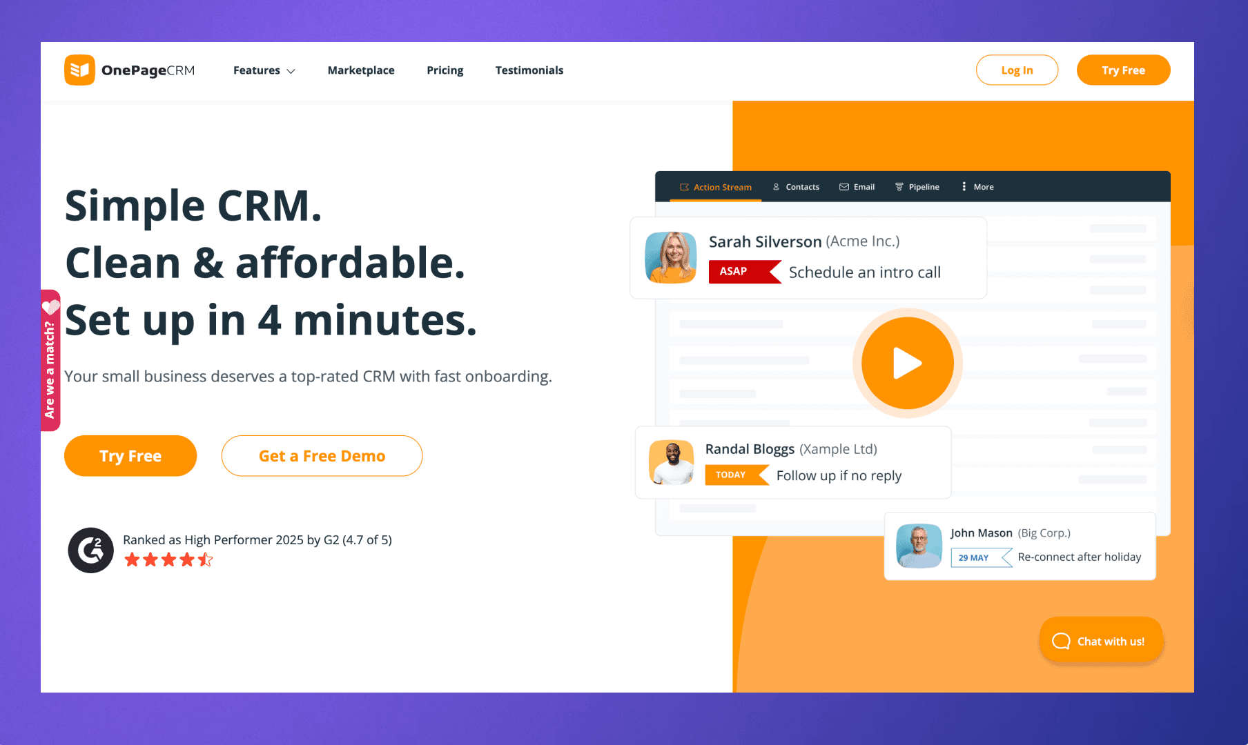 OnePageCRM Homepage