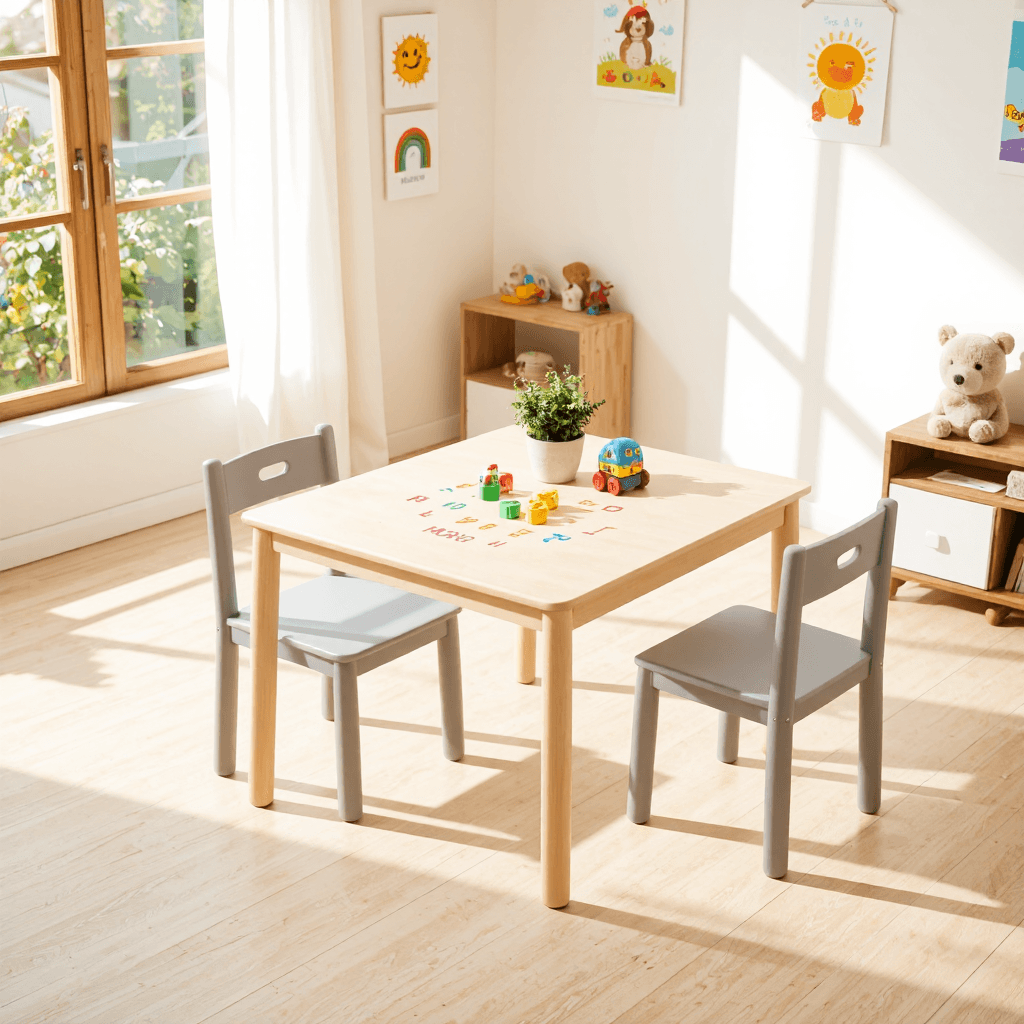 product photography of children's table and chair set