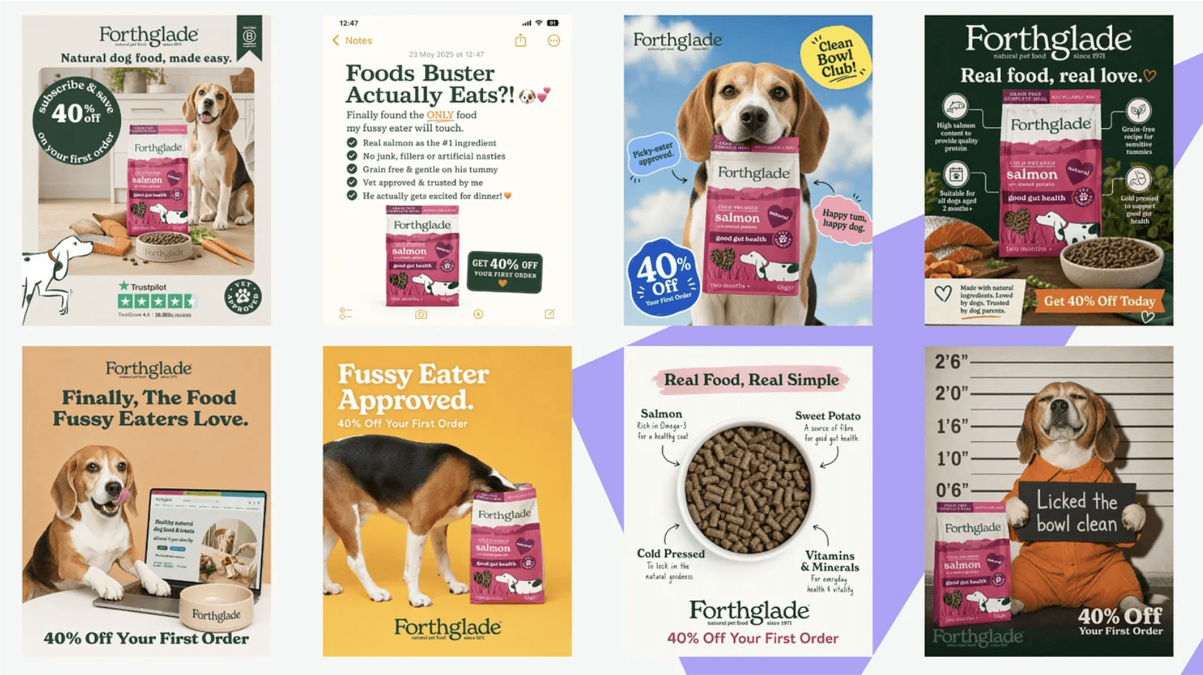 Examples of pet ads on paid social