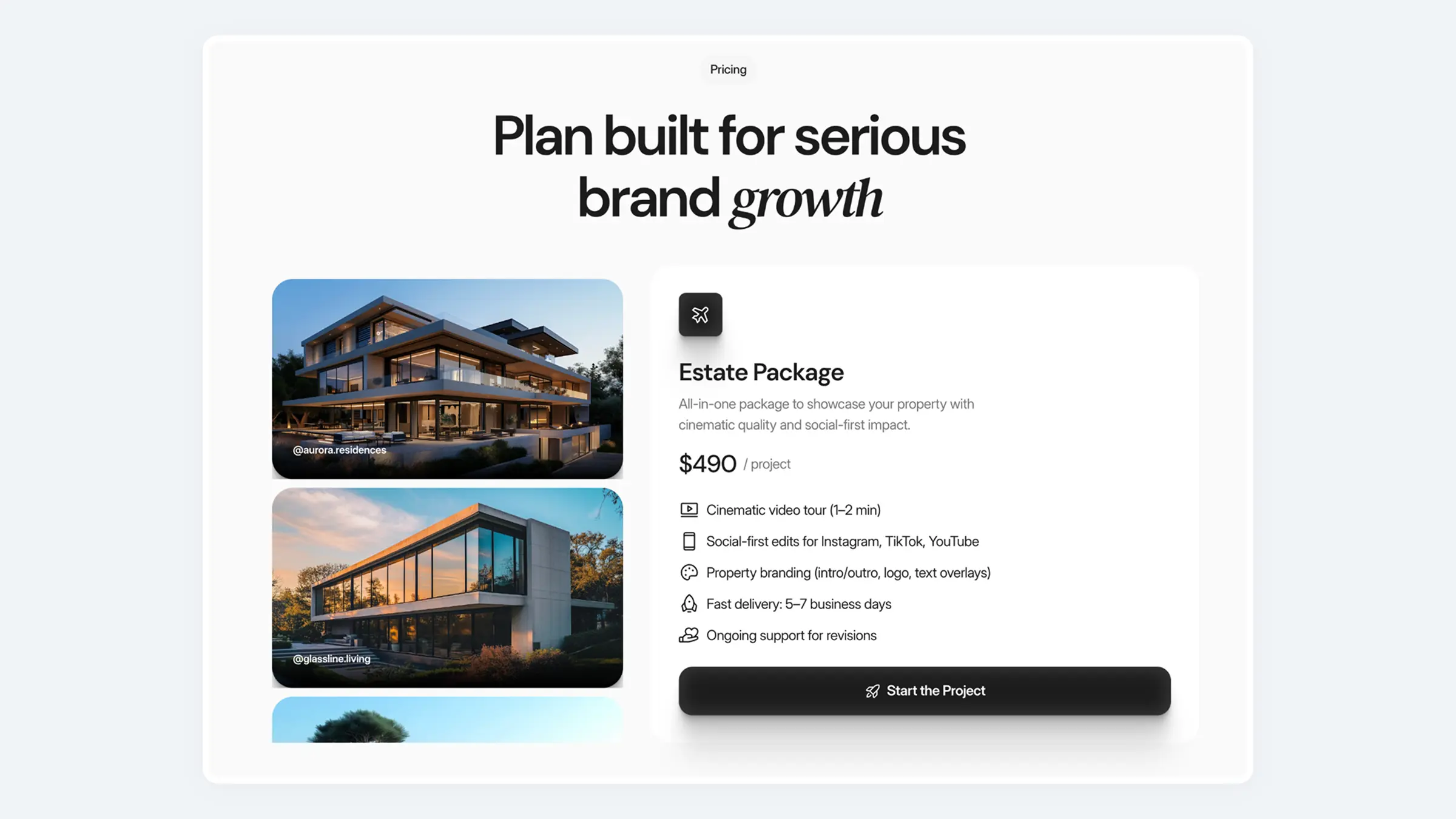 Real estate website template with cinematic visuals and video storytelling — by Luna UI