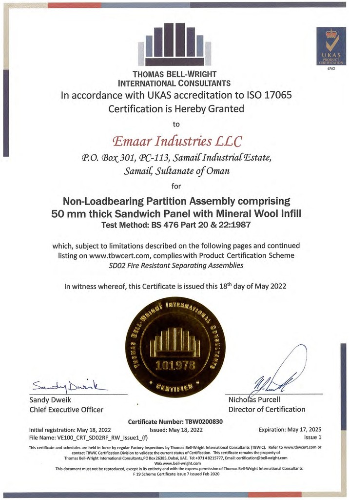 Emaar Industries Thomas BELL-WRIGHT Certificate