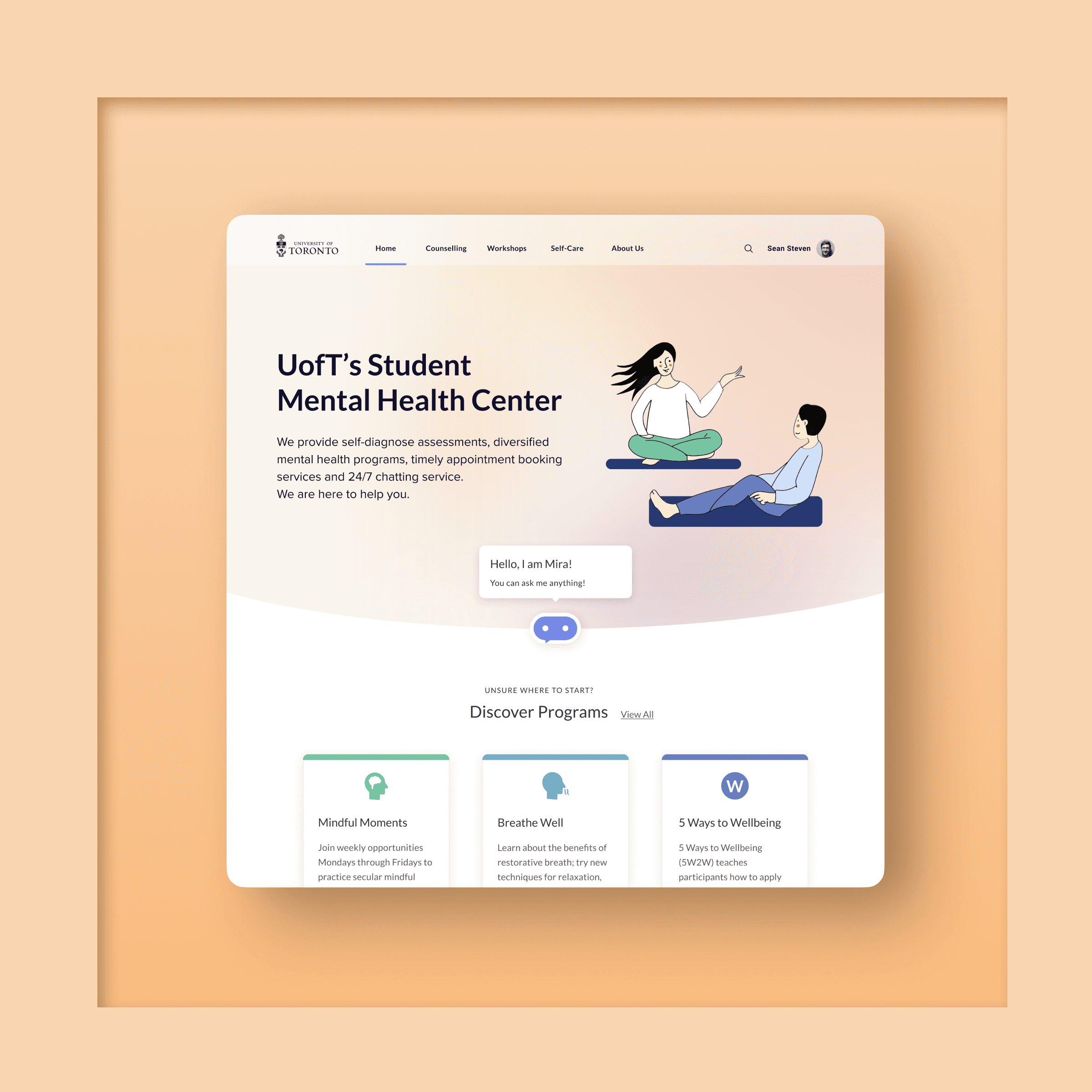 White smart home speaker with fabric cover, displayed against a yellow background.