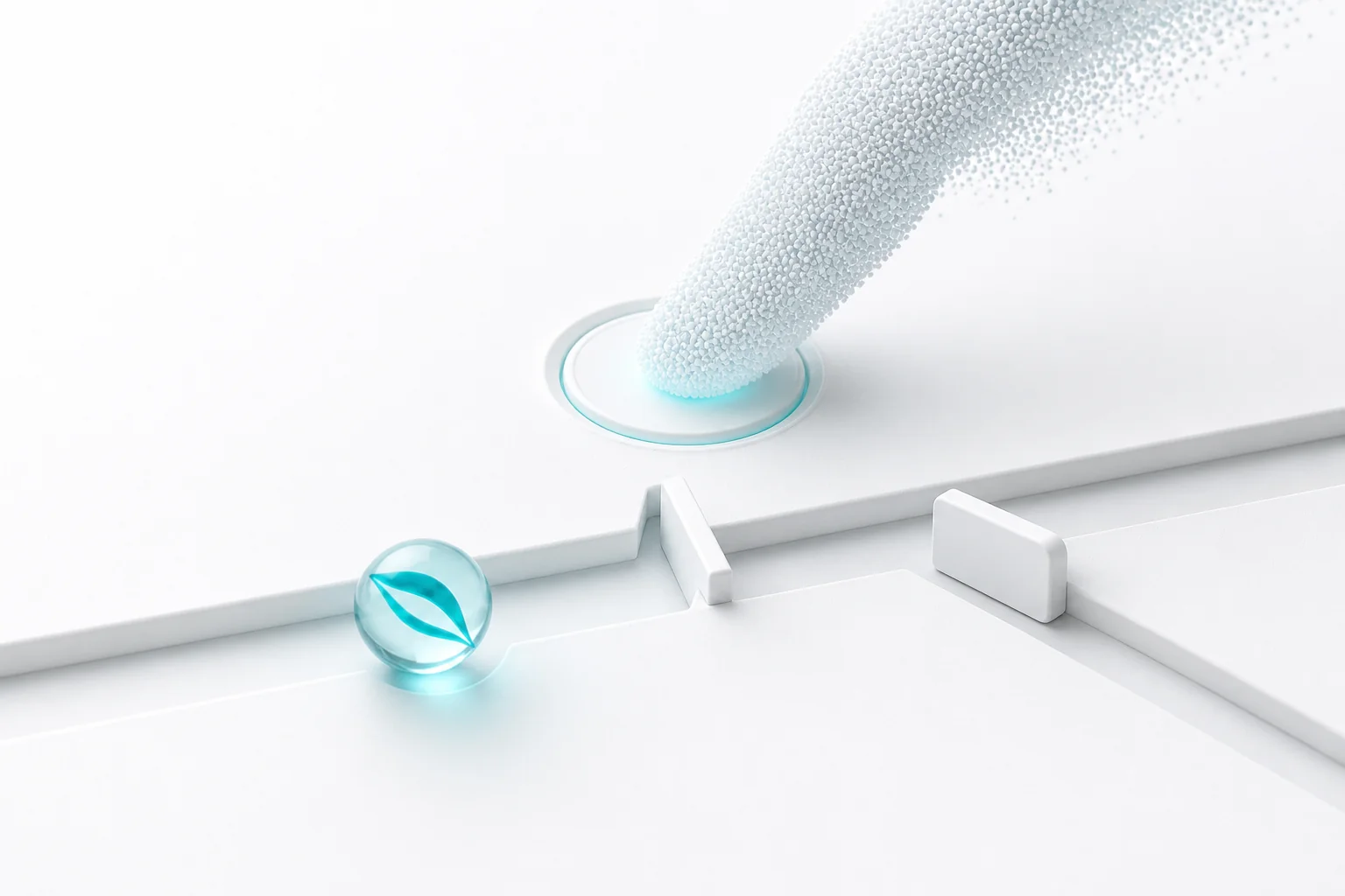 A human hand choosing the approved route for the GoMarble marble
