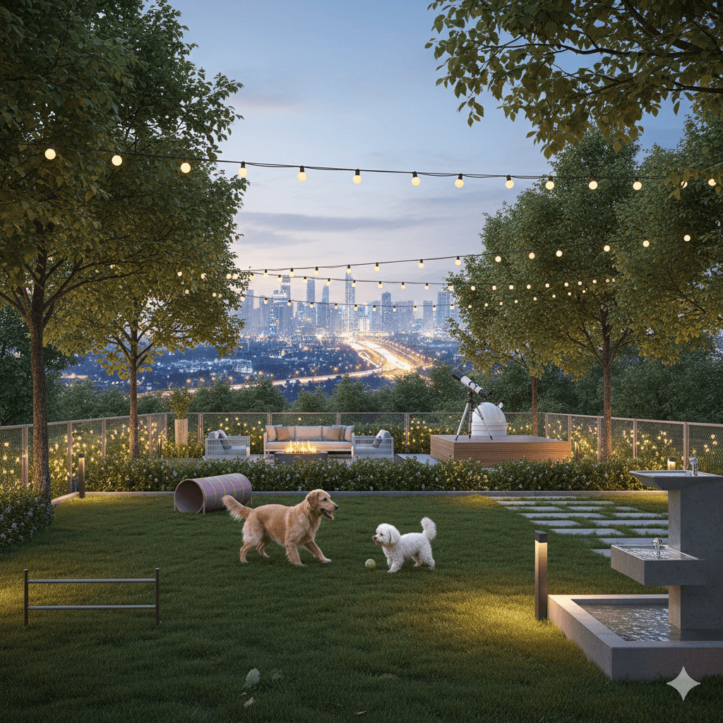 Dedicated pet park play area green space residential community