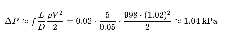 Darcy Weisbach pressure drop equation example