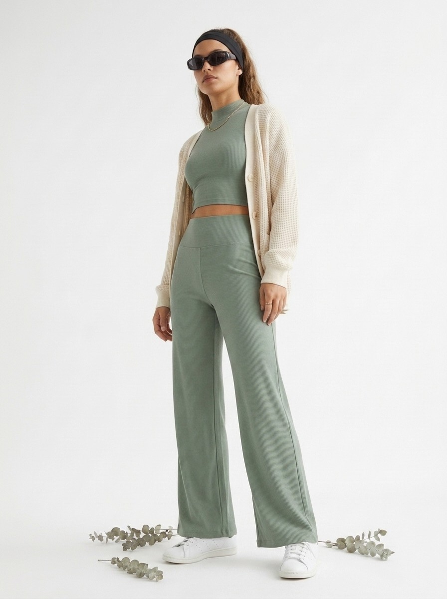 Minimal fashion editorial model in neutral styling