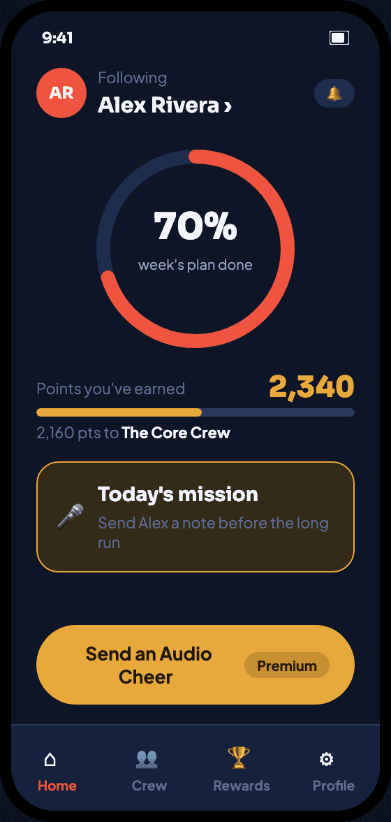 Supporter home screen