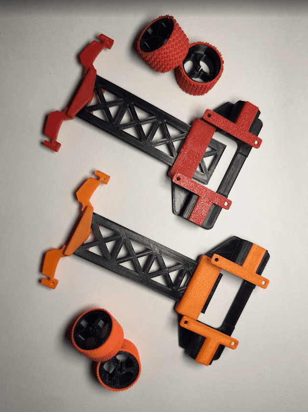 Basic LFR chassis bottom view – N20 motor mounts and wheel clearance