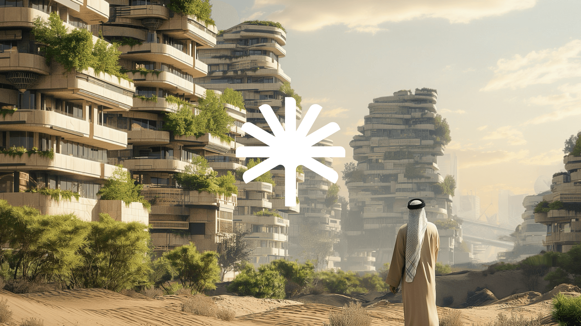 Saudi citizen transforming a desert into a growing city in the Rouyati city-building game designed by The Tomorrow Agency