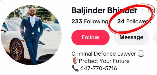 TikTok profile on day 1 with 24 followers