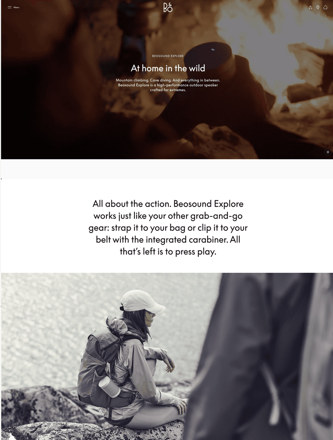 Screen shot of Bang & Olufsen website.