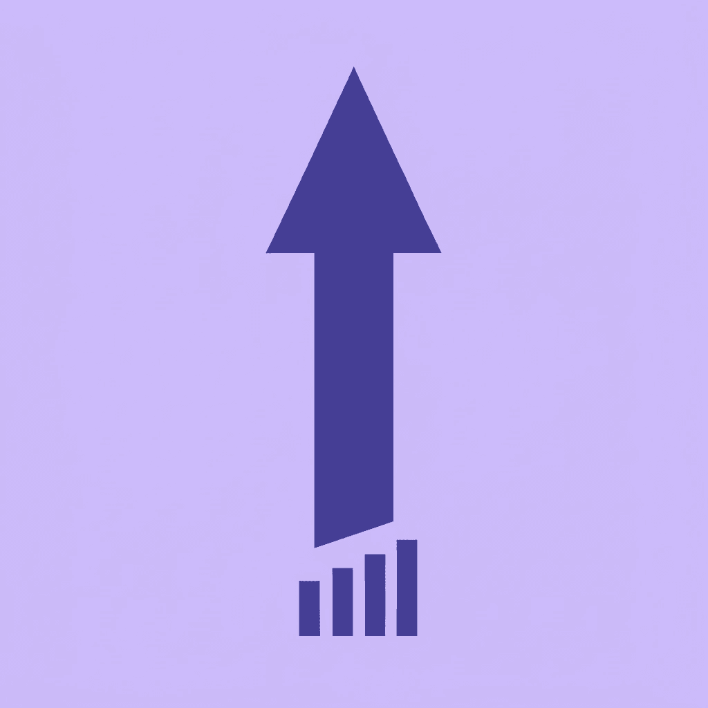 Upward arrow showing growth in retention, loyalty, and revenue