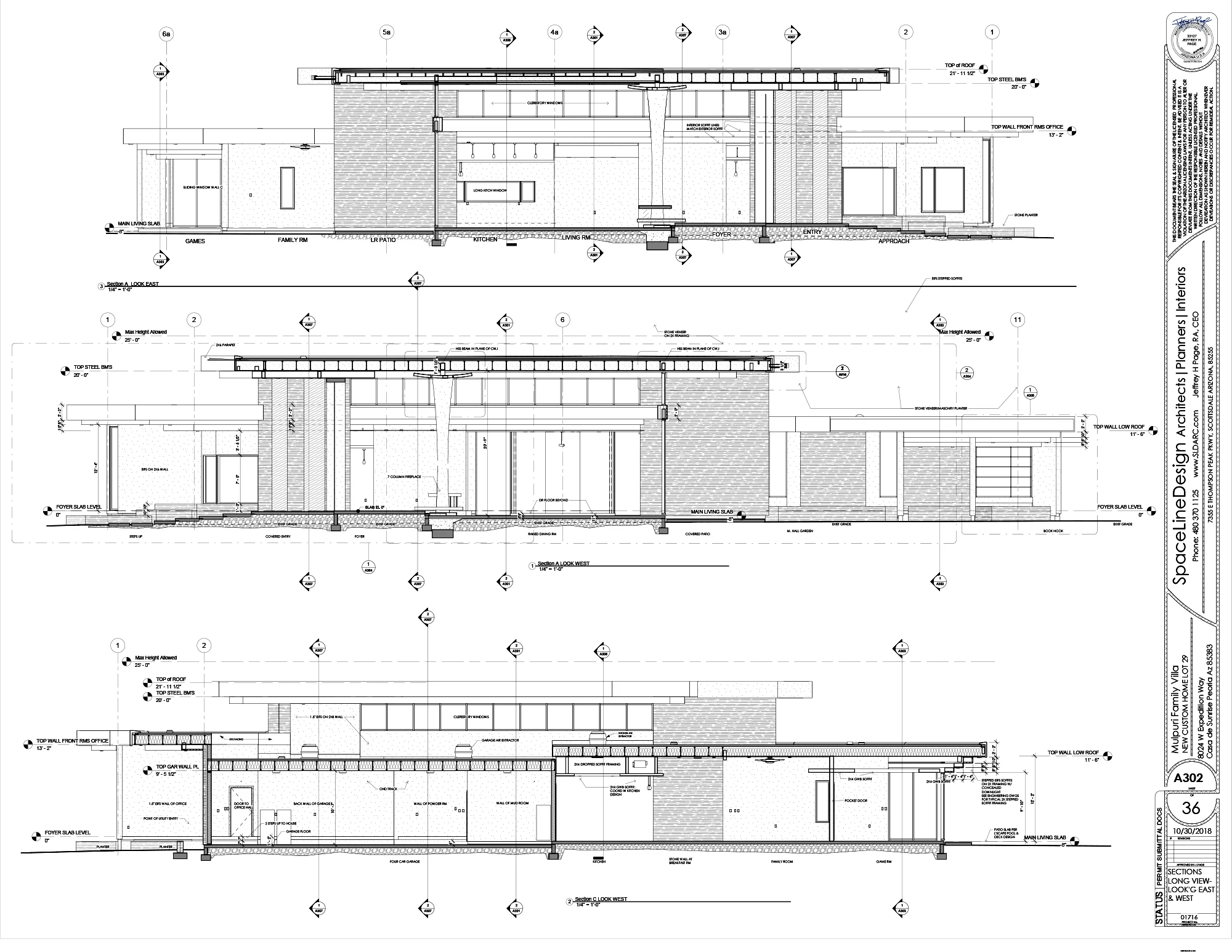Architectural blueprint by Arizona architect SpaceLineDesign, luxury residence.