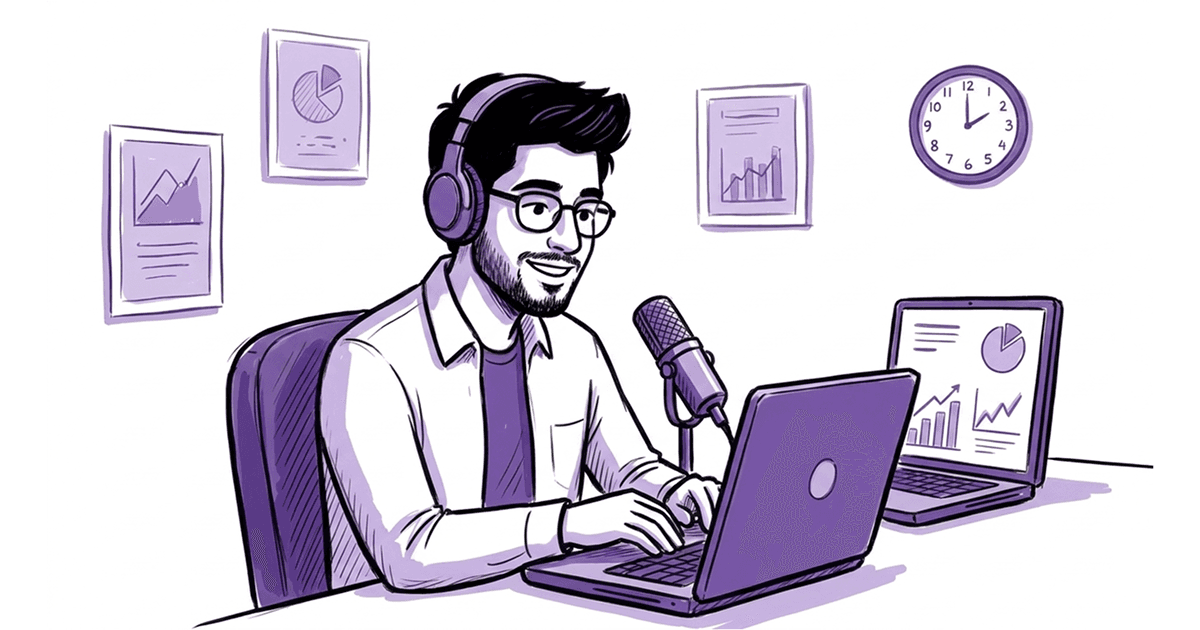 image of an excited podcaster