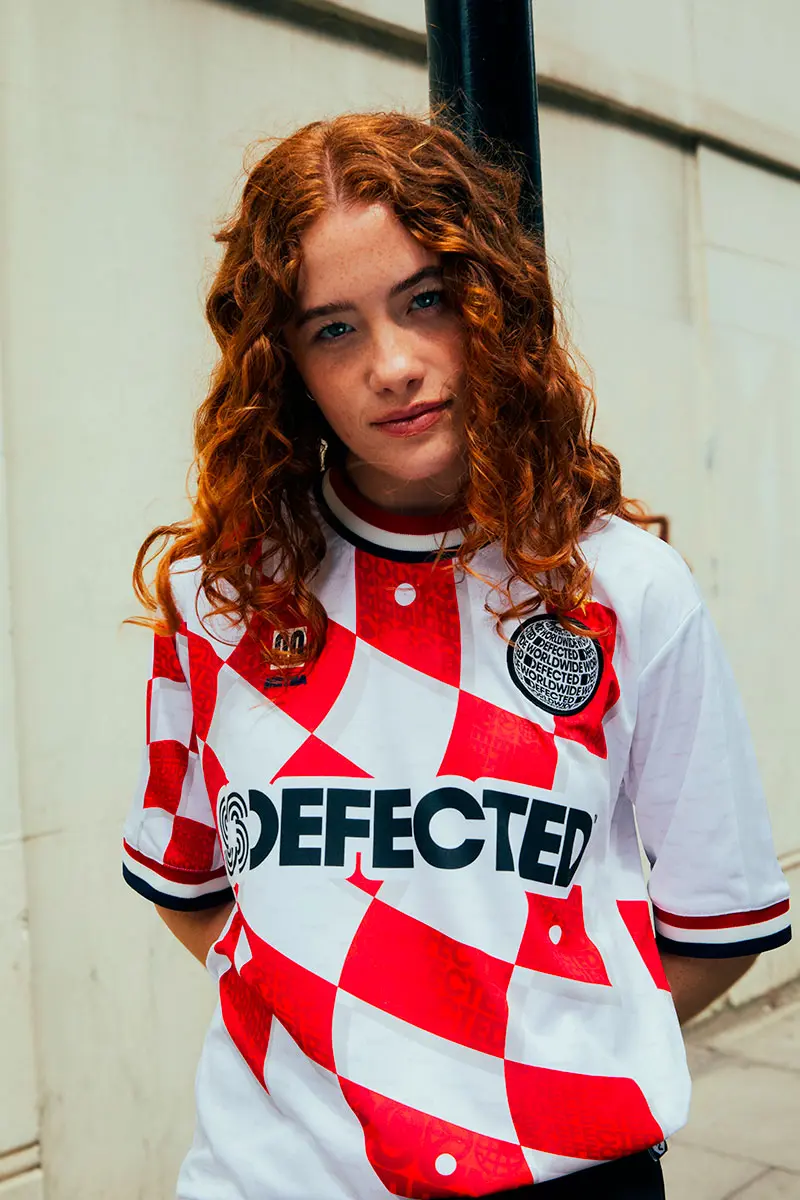 Defected x MEYBA Limited Edition football shirt. Credits : Defected