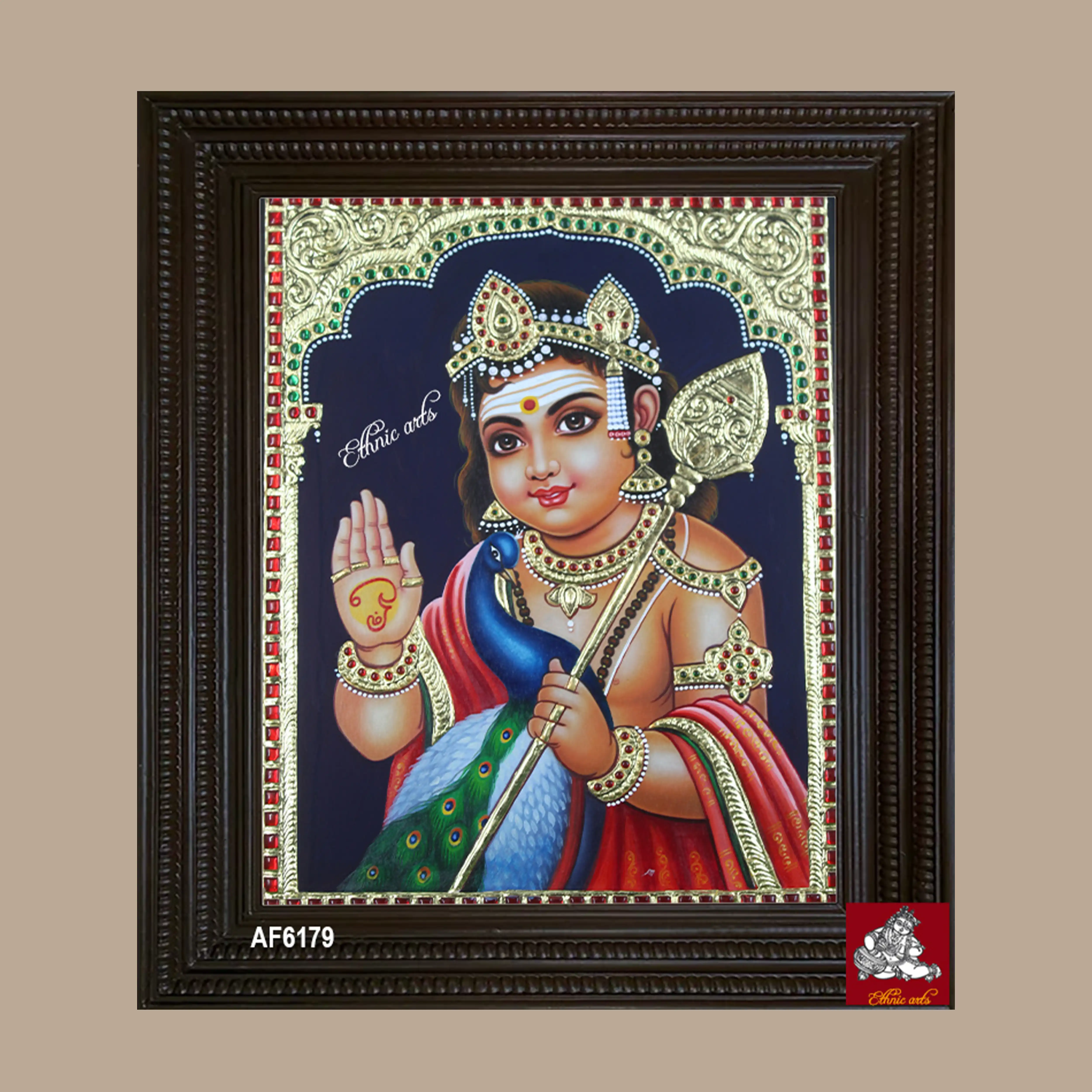 Tanjore-style painting of Lord Murugan